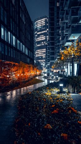 night city streets of the city streets of the city skyscrapers Wallpaper 2160x3840