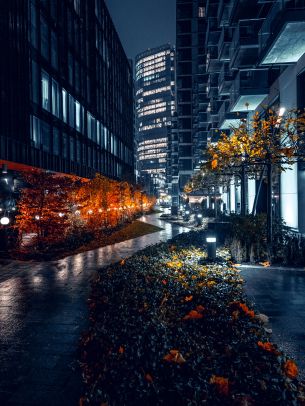 night city streets of the city streets of the city skyscrapers Wallpaper 1668x2224