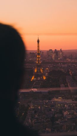 eiffel tower paris lights city Wallpaper 2160x3840