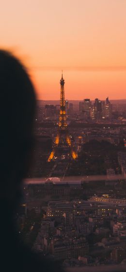 Обои 1242x2688 Эйфелева башня Париж Огни город