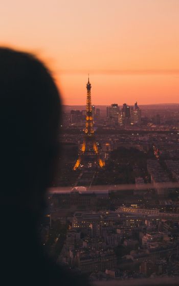 Обои 1752x2800 Эйфелева башня Париж Огни город