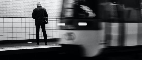 street photography black and white street photography travel plan photography travel lifestyle traveler traveler travel journey france street france city metro paris metropolitan metro station metropolis paris metro paris, france loneliness Wallpaper 2560x1080