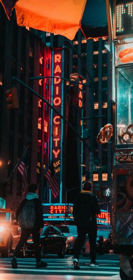 Manhattan, New York, usa manhattan united states of america street photography construction taxi taxi bokeh landmark skyscrapers classic puddle rain Wallpaper 1080x2280