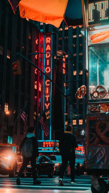 Manhattan, New York, usa manhattan united states of america street photography construction taxi taxi bokeh landmark skyscrapers classic puddle rain Wallpaper 640x1136