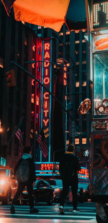 Manhattan, New York, usa manhattan united states of america street photography construction taxi taxi bokeh landmark skyscrapers classic puddle rain Wallpaper 1080x2220