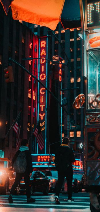 Manhattan, New York, usa manhattan united states of america street photography construction taxi taxi bokeh landmark skyscrapers classic puddle rain Wallpaper 720x1520