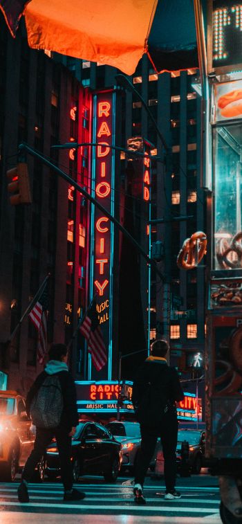 Manhattan, New York, usa manhattan united states of america street photography construction taxi taxi bokeh landmark skyscrapers classic puddle rain Wallpaper 1125x2436