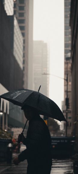 Обои 1440x3200 Нью-Йорк, Нью-Йорк, Э. UU. Нью-Йорк уличная фотография  новый Нью-Йорк зонтик человек мегаполис город дождь