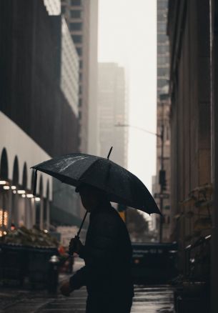 New York, New York, E. UU. New york city street photography new new york city umbrella man metropolis city rain Wallpaper 1640x2360