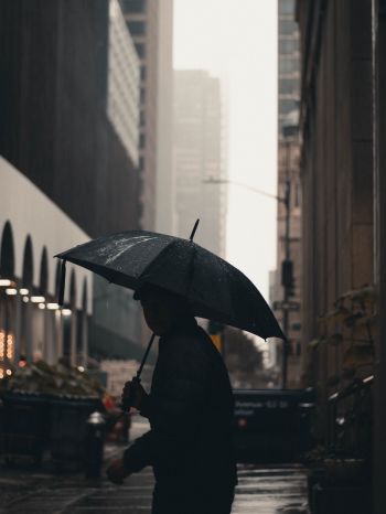 Обои 1668x2224 Нью-Йорк, Нью-Йорк, Э. UU. Нью-Йорк уличная фотография  новый Нью-Йорк зонтик человек мегаполис город дождь