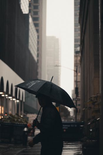 Обои 640x960 Нью-Йорк, Нью-Йорк, Э. UU. Нью-Йорк уличная фотография  новый Нью-Йорк зонтик человек мегаполис город дождь