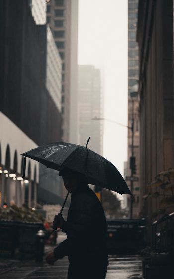 Обои 1200x1920 Нью-Йорк, Нью-Йорк, Э. UU. Нью-Йорк уличная фотография  новый Нью-Йорк зонтик человек мегаполис город дождь