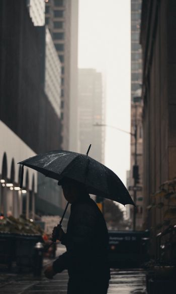 Обои 1200x2000 Нью-Йорк, Нью-Йорк, Э. UU. Нью-Йорк уличная фотография  новый Нью-Йорк зонтик человек мегаполис город дождь