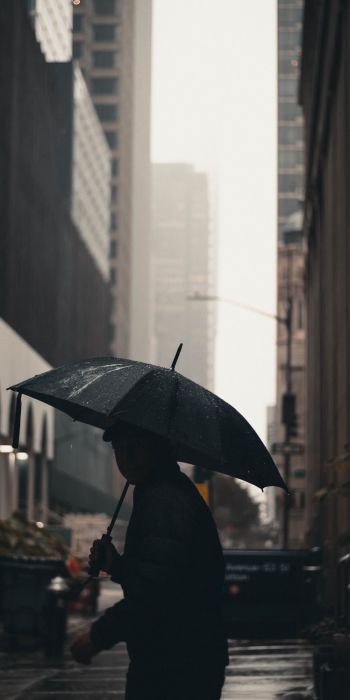 Обои 720x1440 Нью-Йорк, Нью-Йорк, Э. UU. Нью-Йорк уличная фотография  новый Нью-Йорк зонтик человек мегаполис город дождь