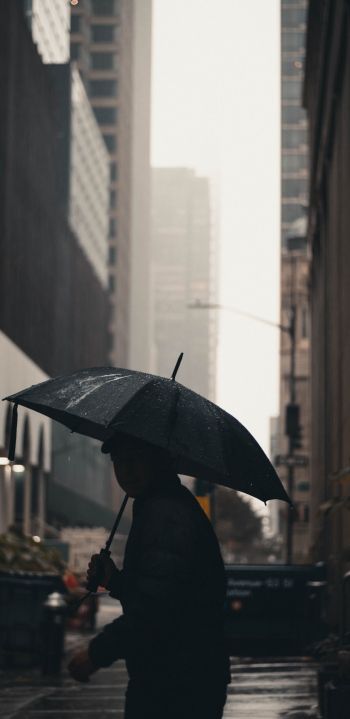Обои 1440x2960 Нью-Йорк, Нью-Йорк, Э. UU. Нью-Йорк уличная фотография  новый Нью-Йорк зонтик человек мегаполис город дождь