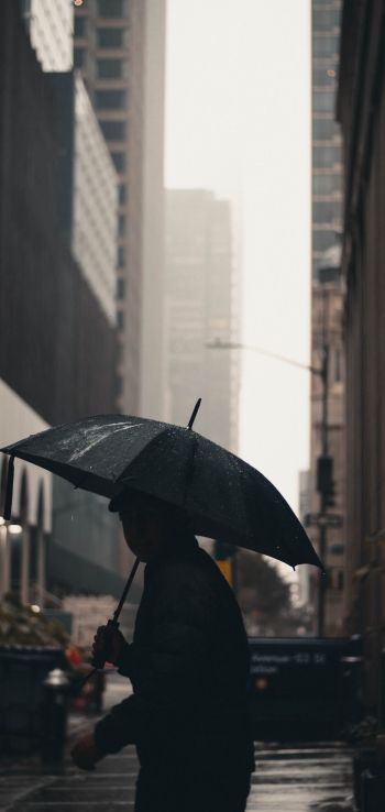 Обои 1440x3040 Нью-Йорк, Нью-Йорк, Э. UU. Нью-Йорк уличная фотография  новый Нью-Йорк зонтик человек мегаполис город дождь
