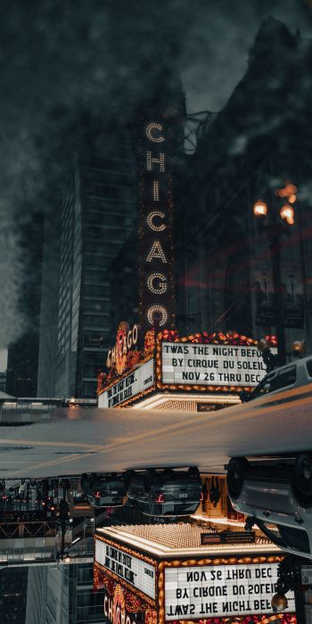 Обои 720x1440 уличная фотография театр улица лужа отражение мегаполис город офисное здание центр города Чикаго