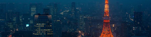 Tokyo Tower, Tokyo, Japan Wallpaper 1590x400