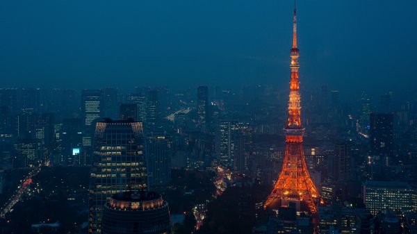 Обои 3840x2160 Телевизионная башня Токио, Токио, Япония