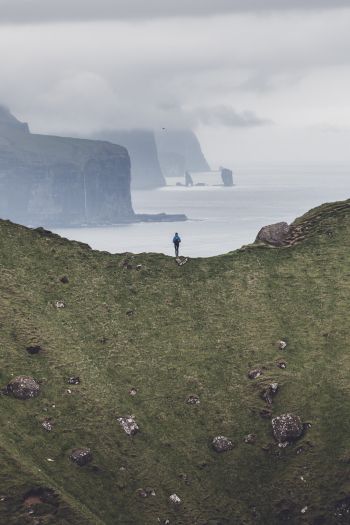Обои 640x960 Фарерские острова, пейзаж, скалы
