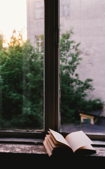 book, window view, thoughts, minimalism Wallpaper 1600x2560