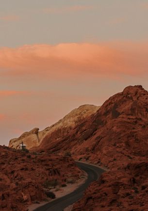 road, mountains, sunrise, morning Wallpaper 1668x2388