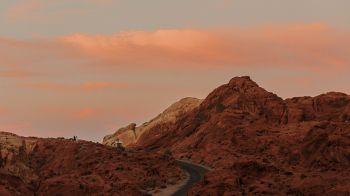 road, mountains, sunrise, morning Wallpaper 2560x1440