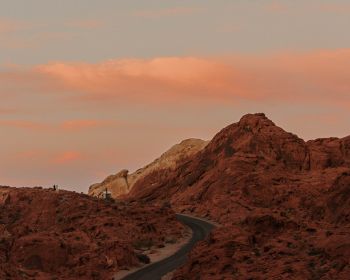 road, mountains, sunrise, morning Wallpaper 1280x1024