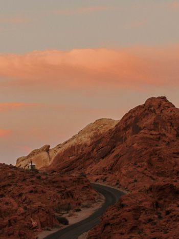 road, mountains, sunrise, morning Wallpaper 1620x2160