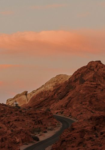 road, mountains, sunrise, morning Wallpaper 1668x2388