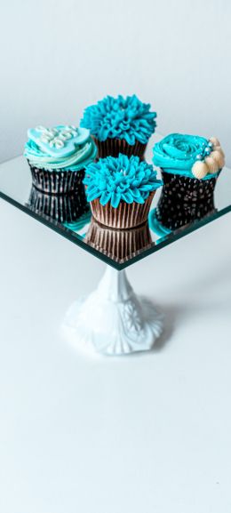 cupcakes, food, aesthetics, blue Wallpaper 1440x3200