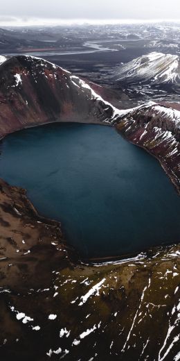 lake, snow, mountains, snow mountains Wallpaper 720x1440