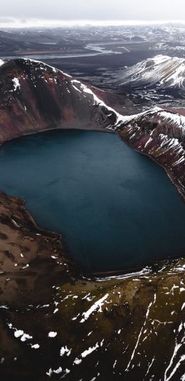 lake, snow, mountains, snow mountains Wallpaper 1080x2220