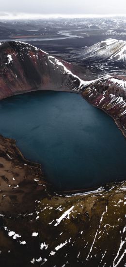 lake, snow, mountains, snow mountains Wallpaper 1080x2280