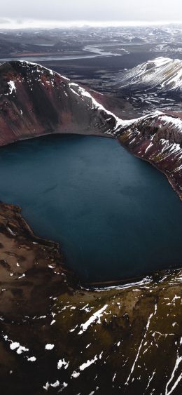 lake, snow, mountains, snow mountains Wallpaper 1080x2340