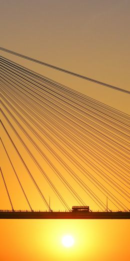 bridge, sunset, bus, road Wallpaper 720x1440