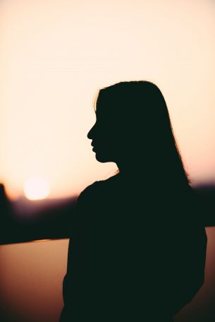 girl, silhouette, sunset, profile Wallpaper 4016x6016