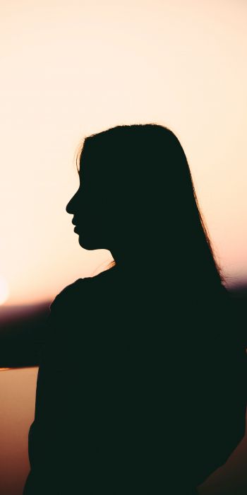 girl, silhouette, sunset, profile Wallpaper 720x1440