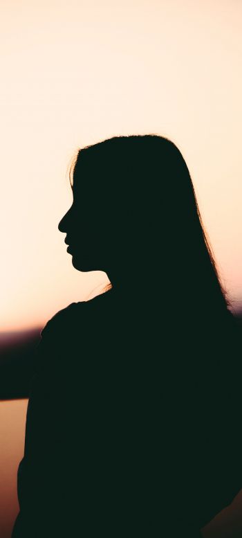 girl, silhouette, sunset, profile Wallpaper 720x1600
