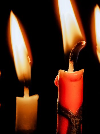candles, candle, fire, warm, black background Wallpaper 1536x2048