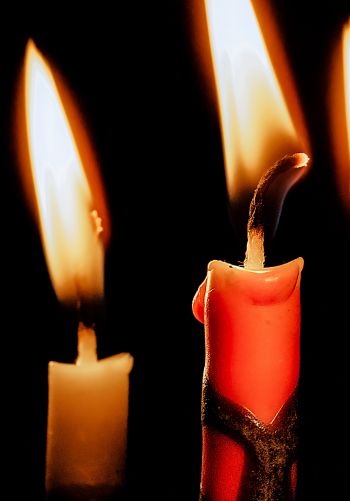 candles, candle, fire, warm, black background Wallpaper 1668x2388