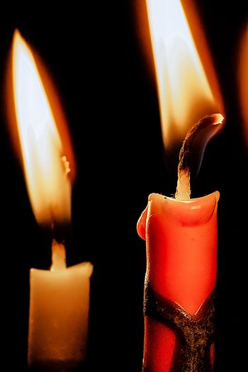 candles, candle, fire, warm, black background Wallpaper 640x960
