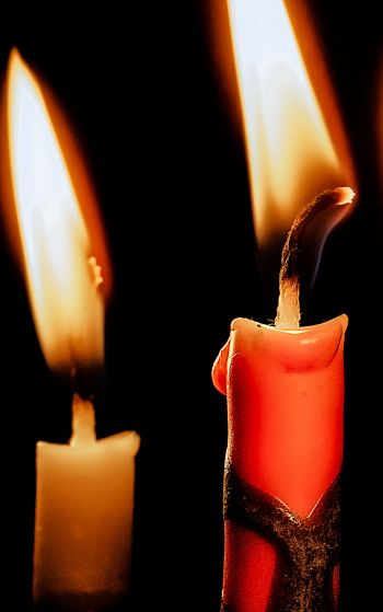 candles, candle, fire, warm, black background Wallpaper 1752x2800
