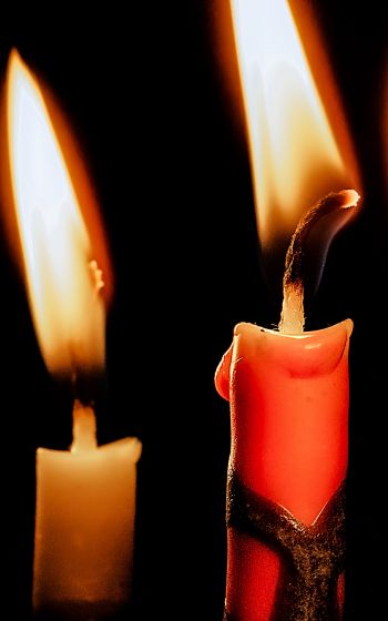 candles, candle, fire, warm, black background Wallpaper 1600x2560