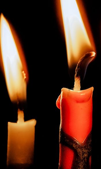 candles, candle, fire, warm, black background Wallpaper 1200x2000