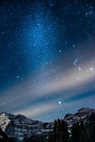mountains, space, stars, sky, starry sky Wallpaper 640x960