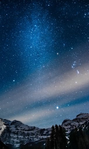 mountains, space, stars, sky, starry sky Wallpaper 1200x2000