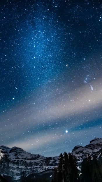 mountains, space, stars, sky, starry sky Wallpaper 1440x2560