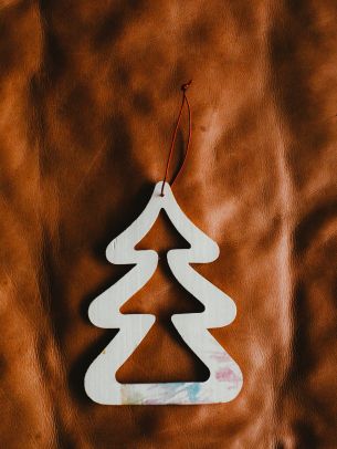 christmas tree decoration, Christmas tree, brown, white Wallpaper 2048x2732