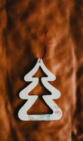 christmas tree decoration, Christmas tree, brown, white Wallpaper 600x1024